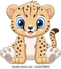 Cartoon Cute Baby Cheetah Sitting
