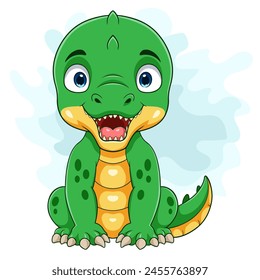 Cartoon cute baby crocodile sitting