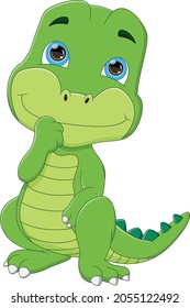 cartoon cute baby dinosaur on white background