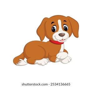 Cartoon cute baby dog sitting