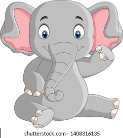 Cartoon cute baby elephant sitting