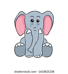 Cartoon cute baby elephant sitting