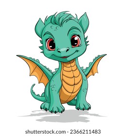 Cartoon cute baby fairytale fantasy dragon character. Medieval creatures dragon kid, fairytale legend dino babies vector illustration.