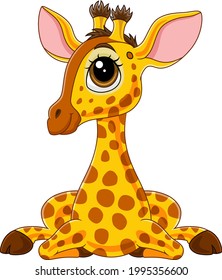 Cartoon Cute Baby Giraffe Sitting Stock Vector (Royalty Free ...