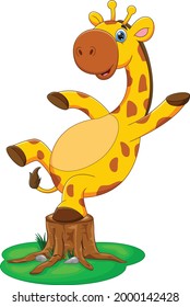cartoon cute baby giraffe standing