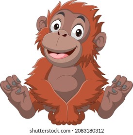 Cartoon cute baby gorilla sitting