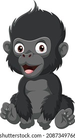 Cartoon Cute Baby Gorilla Sitting