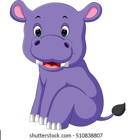 Cartoon cute baby hippo