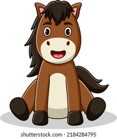 Cartoon Cute Baby Horse Sitting