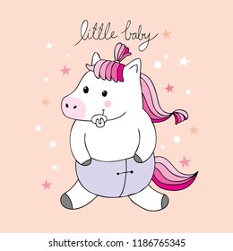 Cartoon cute baby horse vector.