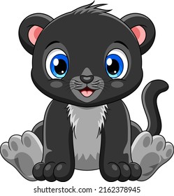 Cartoon Cute Baby Jaguar Sitting