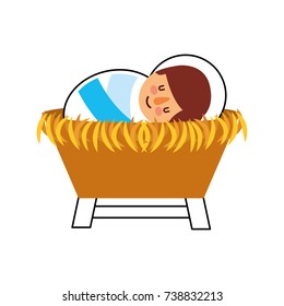 Cartoon Cute Baby Jesus Christ Crib Stock Vector (Royalty Free ...