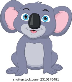 cartoon cute baby koala on white background