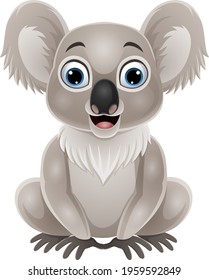 Cartoon cute baby koala sitting