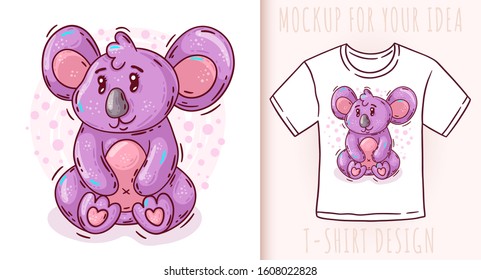 Cartoon cute baby koala. Vector illustration on white background.