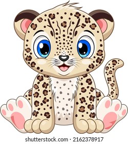 Cartoon Cute Baby Leopard Sitting
