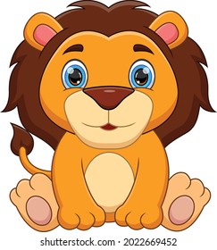 cartoon cute baby lion on white background