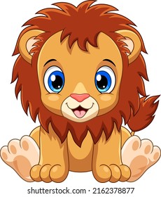 Cartoon cute baby lion sitting
