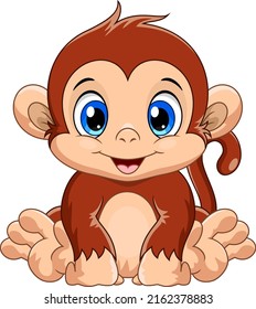 Cartoon cute baby monkey sitting
