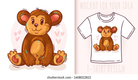 Cartoon cute baby monkey. Vector illustration on white background.