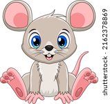 Cartoon cute baby mouse sitting
