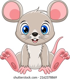 Cartoon Cute Baby Mouse Sitting
