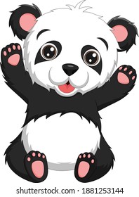 Cartoon cute baby panda sitting