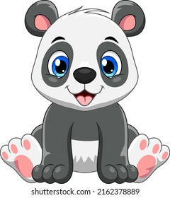 Cartoon cute baby panda sitting
