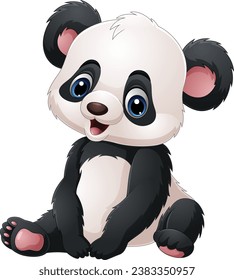 Cartoon cute baby panda sitting