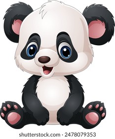 Cartoon cute baby panda sitting