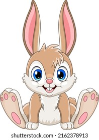 Cartoon cute baby rabbit sitting
