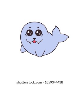 Cartoon cute baby seal animal simple vector illustration