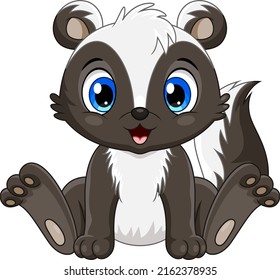 Cartoon cute baby skunk sitting
