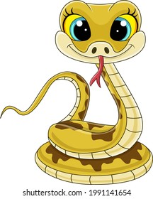 Cartoon Cute Baby Snake Sitting