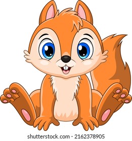 Cartoon cute baby squirrel sitting
