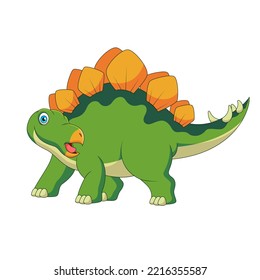 Cartoon cute baby stegosaurus. Vector illustration