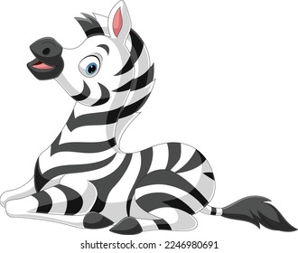 Cartoon cute baby zebra sitting