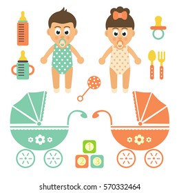 cartoon cute babys set