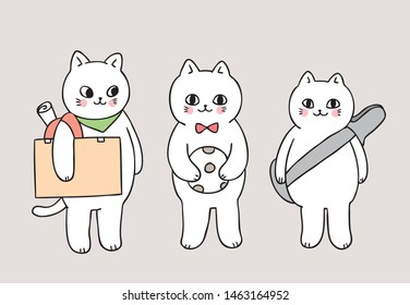 cartoon cute back to school cats in class vector.