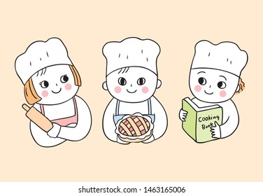 Cartoon cute back to school cooking class vector.