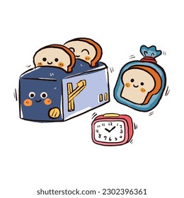 cartoon cute bakery bake bread clock