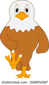 Caricatura de un águila calva adorable caminando