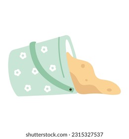 Cartoon cute beach bucket filled with sand