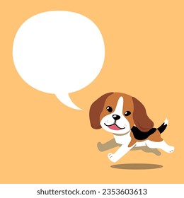 Cartoon cute beagle dog with speech bubble for design.