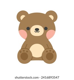 cartoon cute bear brown flat teddy