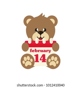 cartoon cute bear with calendar sitting