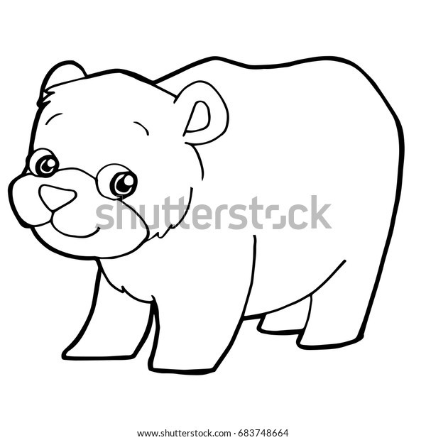 Cartoon Cute Bear Coloring Page Vector เวกเตอร์สต็อก (ปลอดค่าลิขสิทธิ์