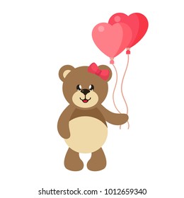cartoon cute bear girl with lovely balloons