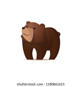 Cartoon cute bear illustration. Realistic flat funny animal.