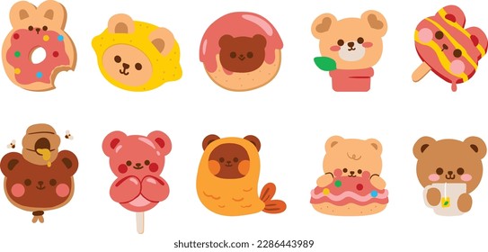 Cartoon Cute Bear Illustration with Variations